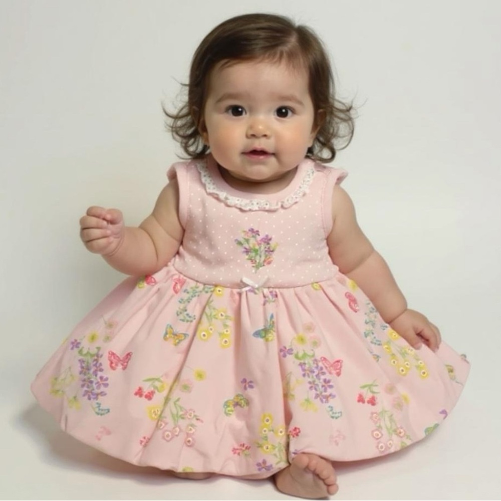 Pretty In Pink Butterfly & Floral Tank Baby Dress